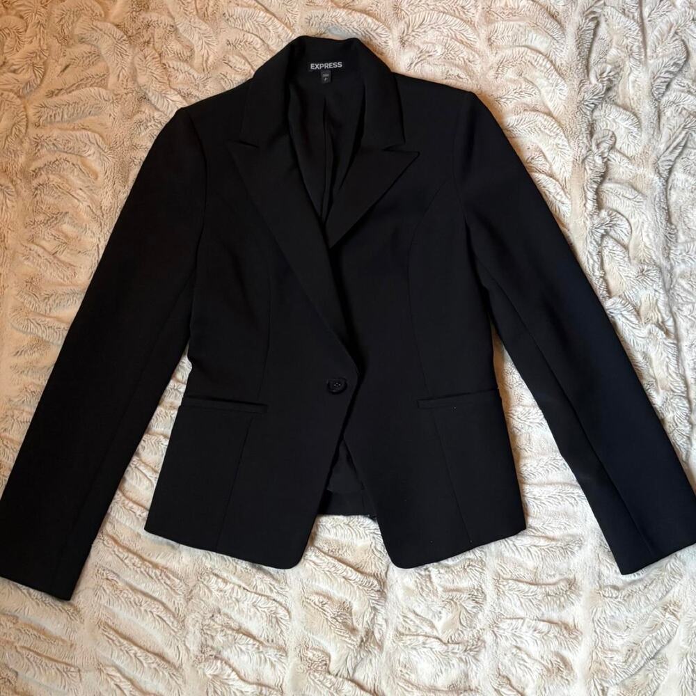 Express Black Single Button Fitted Blazer Jacket size small